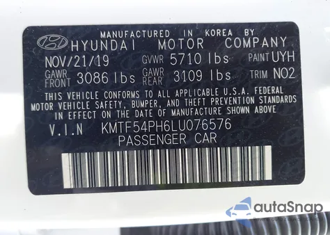 2020 Genesis G90 5.0 Ultimate Rwd z USA, uszkodzony, nr VIN KMTF54PH6LU076576